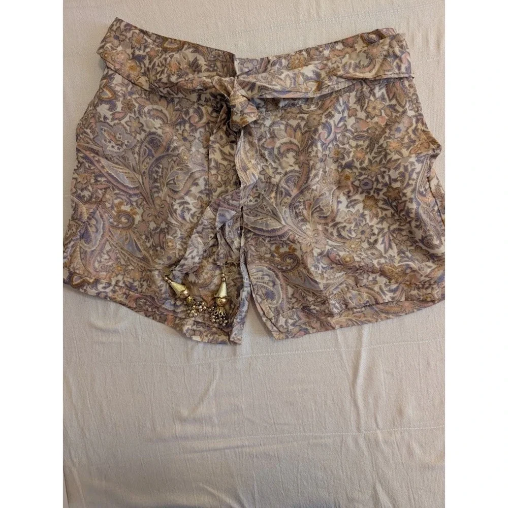 Junglee Billee Paisley Print Tie Waist Shorts S/M With Tassel Detail Boho‎ Chic